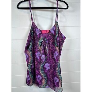 Thalia Sodi Purple‎ Floral Snake Print Sleeveless Tank Top Extra Large